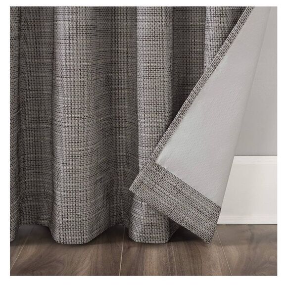 Sun Zero Brooks Burlap Weave Thermal Curtain Panel, 52" x 63", Taupe/Cocoa Brown - Picture 2 of 8